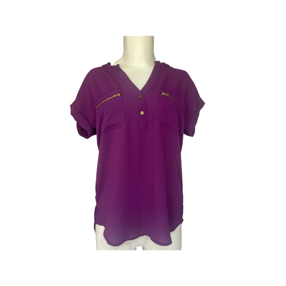 Lily White Size Small Purple Zipper Blouse